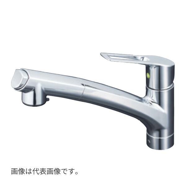 △◆在庫有り！KVK 水栓金具【KM5021ZJTEC】流し台用シングルレバー式シャワー付混合栓 上施工 シャワー引出しタイプ eレバー
