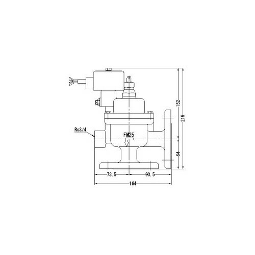 FMバルブ製作所【FMユニットバルブ A-2F型 25A】(アングル型) 電磁弁一体型定水位弁 取付タイプ(通電「開」AC100/200V共用 フランジ型) 本体材質(鉛レス青銅)〔EI〕