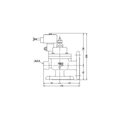 FMバルブ製作所【FMユニットバルブ A-2F型 30A】(アングル型) 電磁弁一体型定水位弁 取付タイプ(通電「開」AC100/200V共用 フランジ型) 本体材質(鉛レス青銅)〔EI〕