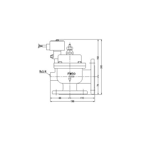 FMバルブ製作所【FMユニットバルブ A-2F型 50A】(アングル型) 電磁弁一体型定水位弁 取付タイプ(通電「開」AC100/200V共用 フランジ型) 本体材質(鉛レス青銅)〔EI〕