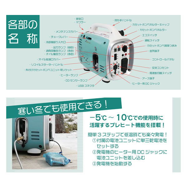 Ｐｒｅｍｉｕｍ Ｌｉｎｅ ニチネン KG-071 携帯発電機「G-cubic（ジー