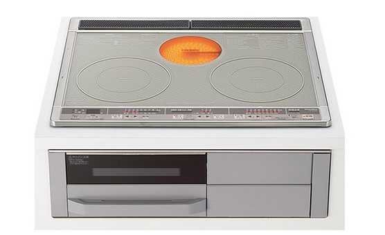 ●三菱 IH煮炊き暖房器【CS-G321MS】いの一番本塁色:しろがね色 G321M続きもの 2口IH＋ラジエント 単相200V 60糎いの一番〔JF〕
