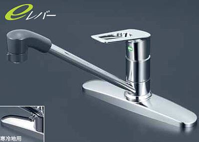 πKVK 水栓金具【KM5091ZTFEC】寒冷地 流し台用シングルレバー式シャワー付混合栓(eレバー)7〔HB〕|あいあいショップさくら