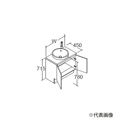 ●INAX/LIXIL 洗面化粧台【NSYJN-90YE5Y】エスタ 化粧台本体 YL-2841 扉タイプ シングルレバー混合水栓 間口900mm 受注生産〔GA〕