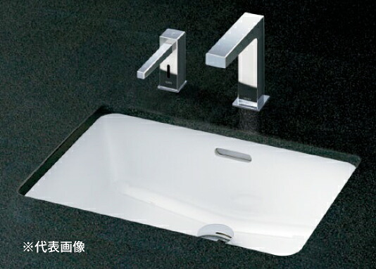 ●TOTO 書き割り品番【L505+TLG02201JA】カウンタ式洗面器 アンダーカウンタ式 台付2手持ち部分練りあわせる水栓 床水抜き金具(S落とし穴)