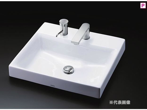 ●TOTO カウンタ式洗面器【LS717コマーシャル #NW1】(洗面器のみ) 白いこと 角形洗面器 ベッセル式〔GE〕 洗面ボウル-木材・建築資材・設備-洗面用設備