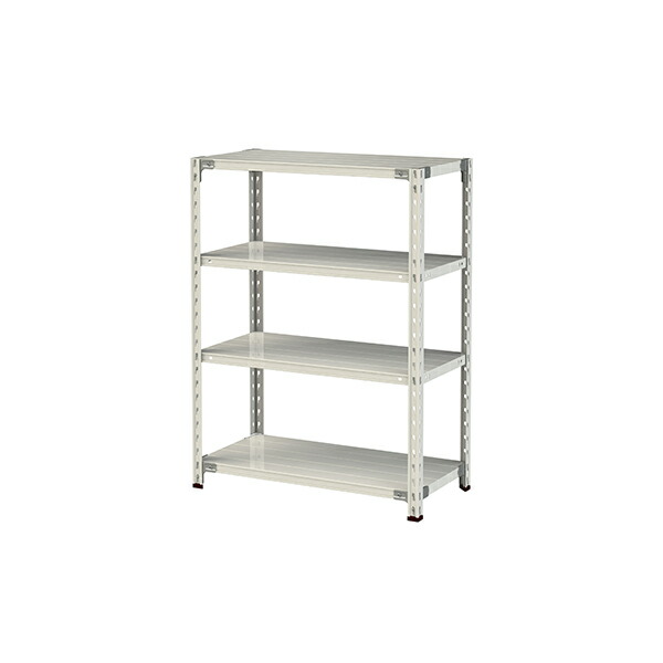 ●u.ヤマキン/山金工業【1.5S4345-4W】ボルトレス軽中量ラック(150kg/段) 4段 間口900mm ホワイトグレー 組立式