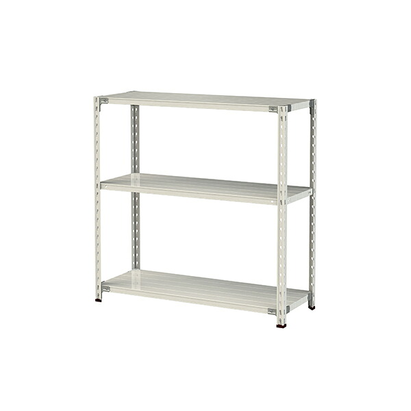 ●u.ヤマキン/山金工業【1.5S4445-3W】ボルトレス軽中量ラック(150kg/段) 3段 間口1200mm ホワイトグレー 組立式