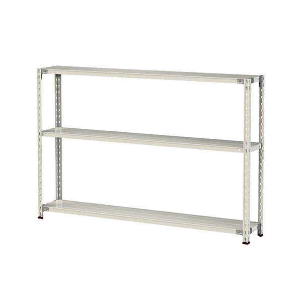 ●u.ヤマキン/山金工業【1.5S4630-3W】ボルトレス軽中量ラック(150kg/段) 3段 間口1800mm ホワイトグレー 組立式
