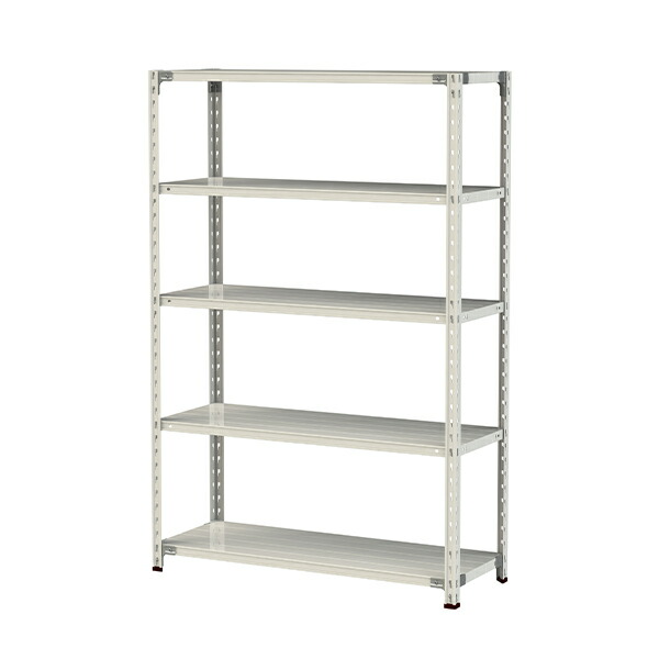 ●u.ヤマキン/山金工業【1.5S6445-5W】ボルトレス軽中量ラック(150kg/段) 5段 間口1200mm ホワイトグレー 組立式