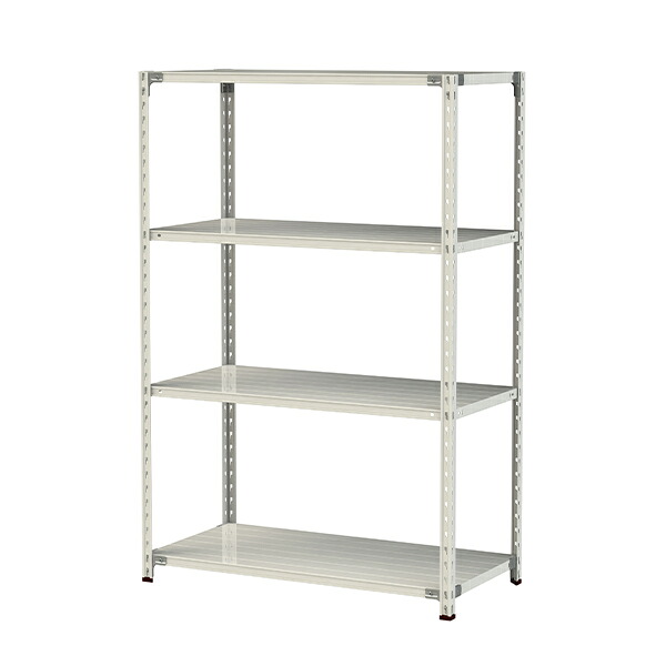 ●u.ヤマキン/山金工業【1.5S6460-4W】ボルトレス軽中量ラック(150kg/段) 4段 間口1200mm ホワイトグレー 組立式
