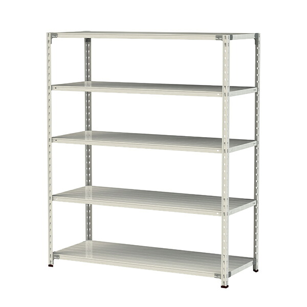 ●u.ヤマキン/山金工業【1.5S6560-5W】ボルトレス軽中量ラック(150kg/段) 5段 間口1500mm ホワイトグレー 組立式|あいあいショップさくら