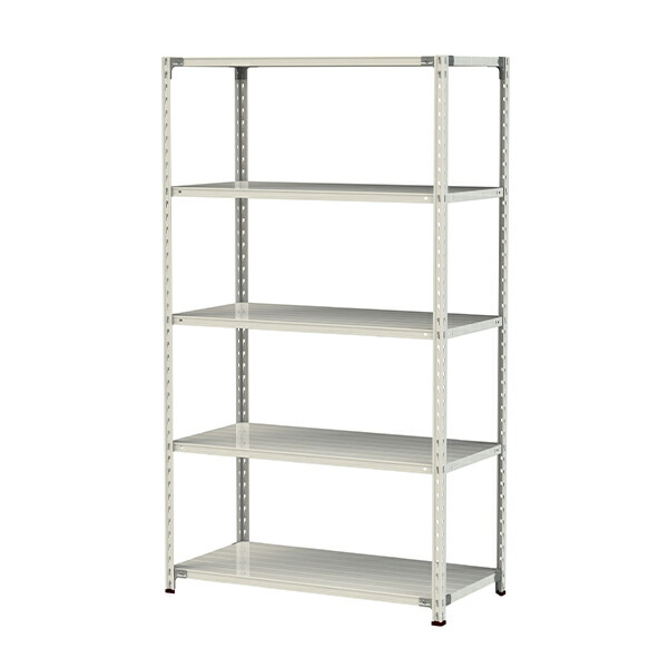 ●u.ヤマキン/山金工業【1.5S7460-5W】ボルトレス軽中量ラック(150kg/段) 5段 間口1200mm ホワイトグレー 組立式