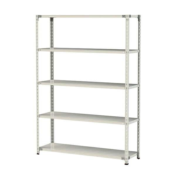 ●u.ヤマキン/山金工業【1.5S7545-5W】ボルトレス軽中量ラック(150kg/段) 5段 間口1500mm ホワイトグレー 組立式