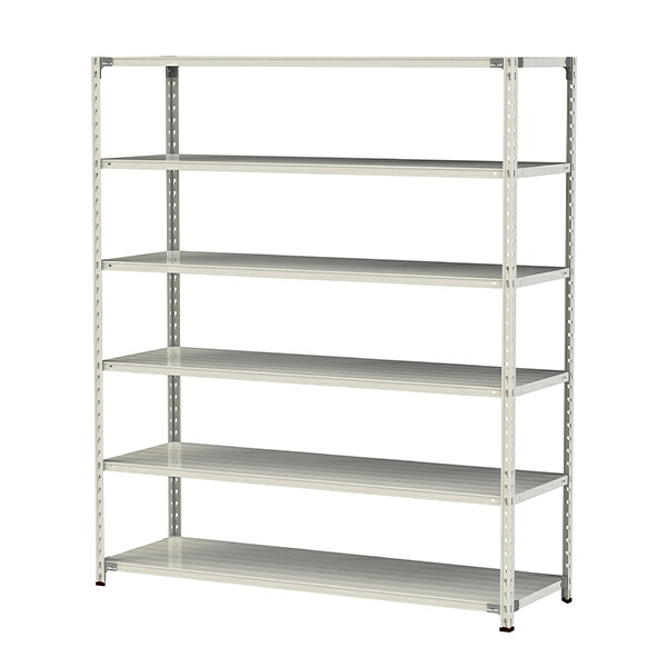 ●u.ヤマキン/山金工業【1.5S7660-6W】ボルトレス軽中量ラック(150kg/段) 6段 間口1800mm ホワイトグレー 組立式｜あいあいショップさくら 28,396円