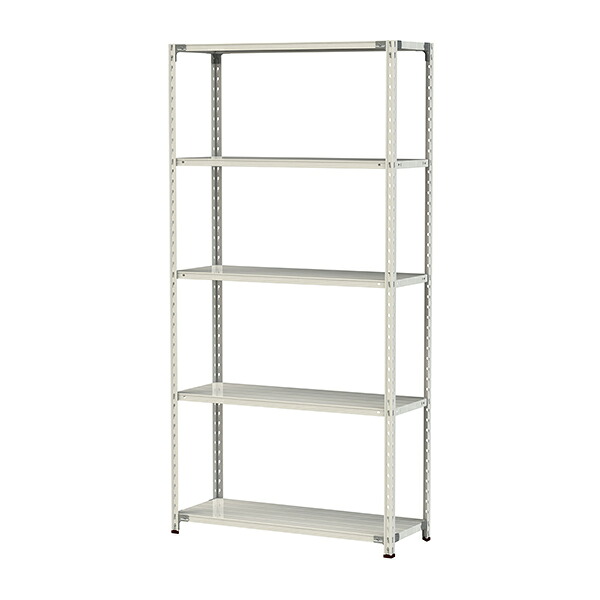 ●u.真っ盛りキン/山金工業【1.5S8445-5W】雄捻子受け答え軽中量仕合わせ(150kg/段) 5段 間口1200粍 白いこと薄墨色 精神的な統合式 本棚・ラック・カラーボックス-収納家具