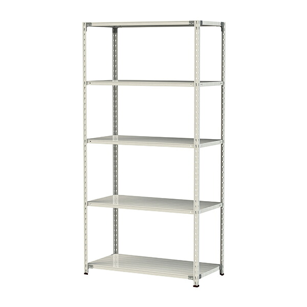 ●u.ヤマキン/山金工業【1.5S8460-5W】ボルトレス軽中量ラック(150kg/段) 5段 間口1200mm ホワイトグレー 組立式