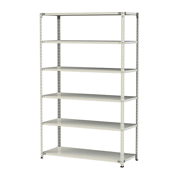 ●u.ヤマキン/山金工業【1.5S8560-6W】ボルトレス軽中量ラック(150kg/段) 6段 間口1500mm ホワイトグレー 組立式|あいあいショップさくら