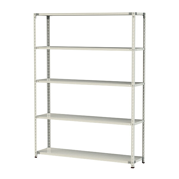 ●u.ヤマキン/山金工業【1.5S8645-5W】ボルトレス軽中量ラック(150kg/段) 5段 間口1800mm ホワイトグレー 組立式