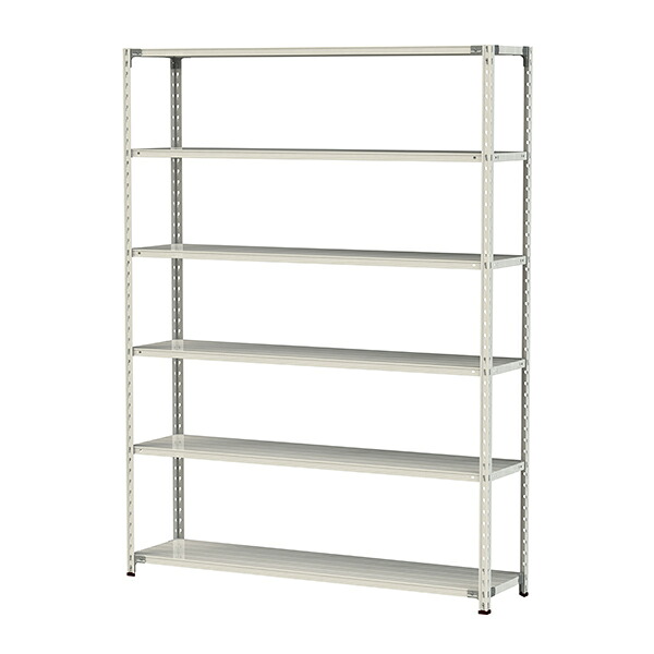 ●u.ヤマキン/山金工業【1.5S8645-6W】ボルトレス軽中量ラック(150kg/段) 6段 間口1800mm ホワイトグレー 組立式