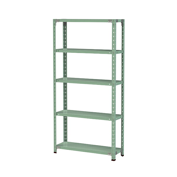 ●u.ヤマキン/山金工業【1.5S6330-5G】ボルトレス軽中量ラック(150kg/段) 5段 間口900mm ライトグリーン 組立式