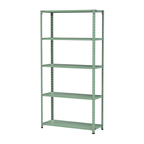 ●u.ヤマキン/山金工業【1.5S8445-5G】ボルトレス軽中量ラック(150kg/段) 5段 間口1200mm ライトグリーン 組立式｜あいあいショップさくら