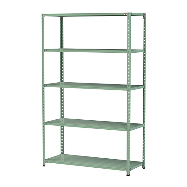 ●u.ヤマキン/山金工業【1.5S8560-5G】ボルトレス軽中量ラック(150kg/段) 5段 間口1500mm ライトグリーン 組立式|あいあいショップさくら