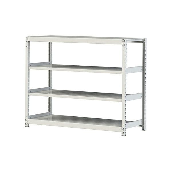 ●u.ヤマキン/山金工業【2S4560-4W】ボルトレス軽中量ラック(200kg/段) 4段 単体 間口1500mm 組立式