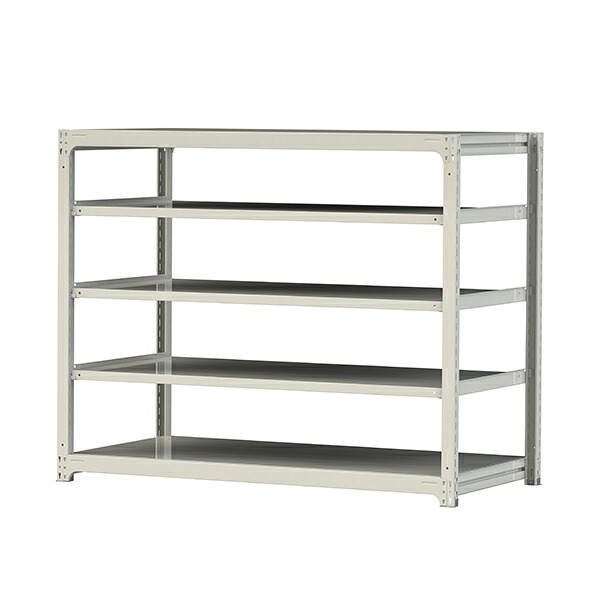 ●u.ヤマキン/山金工業【3S5691-5W】ボルトレス中量ラック(300kg/段) 5段 単体 高さ1500mm ホワイトグレー 組立式