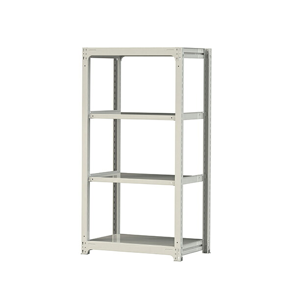 ●u.ヤマキン/山金工業【3S6362-4W】ボルトレス中量ラック(300kg/段) 4段 単体 高さ1800mm ホワイトグレー 組立式
