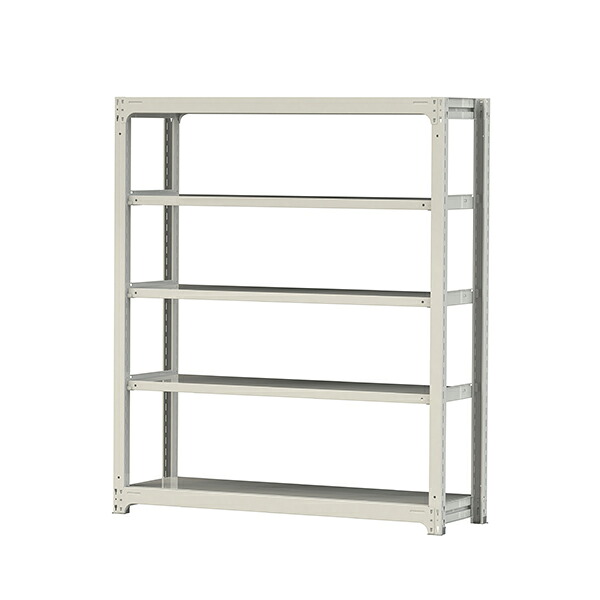 ●u.ヤマキン/山金工業【3S6548-5W】ボルトレス中量ラック(300kg/段) 5段 単体 高さ1800mm ホワイトグレー 組立式