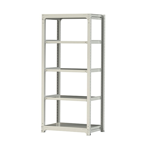●u.ヤマキン/山金工業【3S7362-5W】ボルトレス中量ラック(300kg/段) 5段 単体 高さ2100mm ホワイトグレー 組立式|あいあいショップさくら