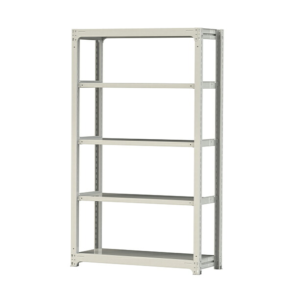●u.ヤマキン/山金工業【3S7448-5W】ボルトレス中量ラック(300kg/段) 5段 単体 高さ2100mm ホワイトグレー 組立式｜あいあいショップさくら 22,852円