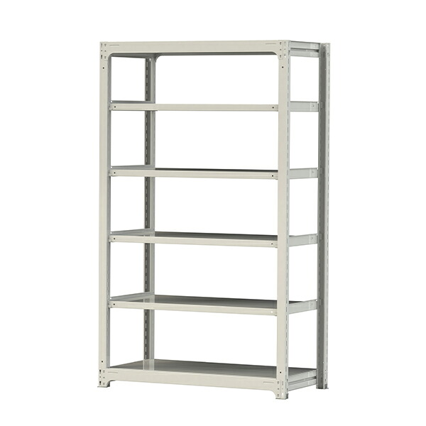 ●u.ヤマキン/山金工業【3S7462-6W】ボルトレス中量ラック(300kg/段) 6段 単体 高さ2100mm ホワイトグレー 組立式