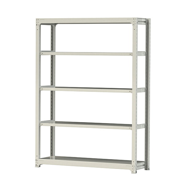 ●u.ヤマキン/山金工業【3S7548-5W】ボルトレス中量ラック(300kg/段) 5段 単体 高さ2100mm ホワイトグレー 組立式