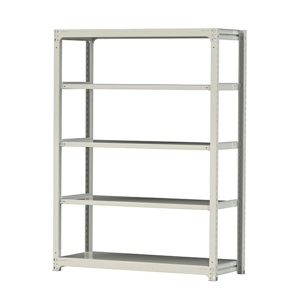 ●u.ヤマキン/山金工業【3S7562-5W】ボルトレス中量ラック(300kg/段) 5段 単体 高さ2100mm ホワイトグレー 組立式｜あいあいショップさくら