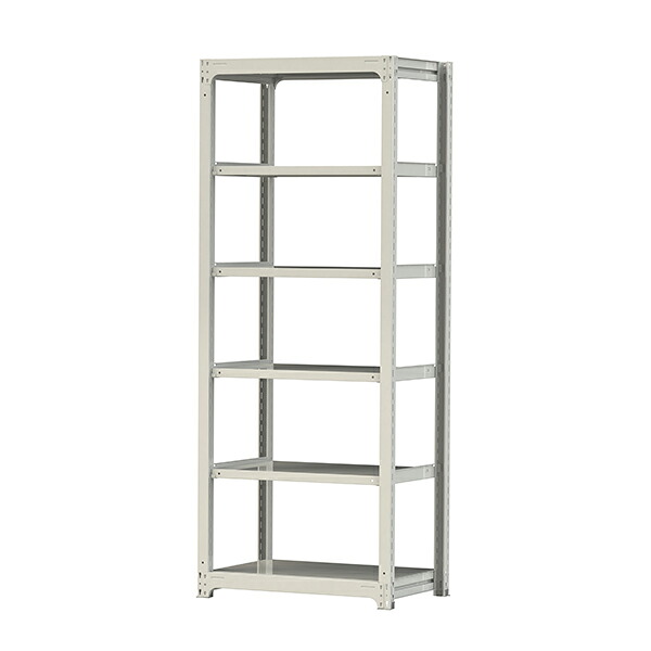 ●u.ヤマキン/山金工業【3S8362-6W】ボルトレス中量ラック(300kg/段) 6段 単体 高さ2400mm ホワイトグレー 組立式|あいあいショップさくら