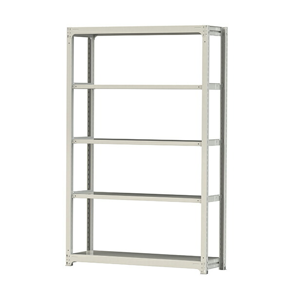 ●u.ヤマキン/山金工業【3S8548-5W】ボルトレス中量ラック(300kg/段) 5段 単体 高さ2400mm ホワイトグレー 組立式