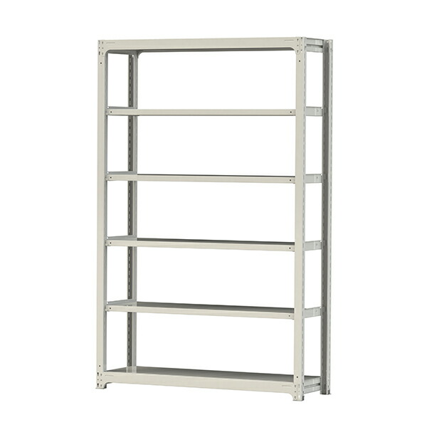 ●u.ヤマキン/山金工業【3S8548-6W】ボルトレス中量ラック(300kg/段) 6段 単体 高さ2400mm ホワイトグレー 組立式