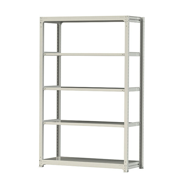 ●u.ヤマキン/山金工業【3S8562-5W】ボルトレス中量ラック(300kg/段) 5段 単体 高さ2400mm ホワイトグレー 組立式