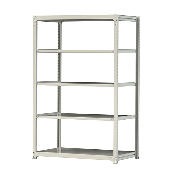 ●u.ヤマキン/山金工業【3S8591-5W】ボルトレス中量ラック(300kg/段) 5段 単体 高さ2400mm ホワイトグレー 組立式