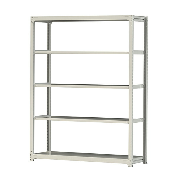 ●u.ヤマキン/山金工業【3S8662-5W】ボルトレス中量ラック(300kg/段) 5段 単体 高さ2400mm ホワイトグレー 組立式
