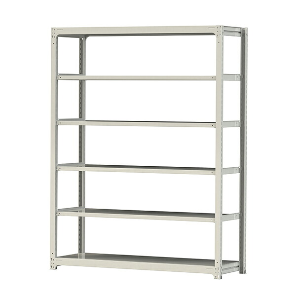 ●u.ヤマキン/山金工業【3S8662-6W】ボルトレス中量ラック(300kg/段) 6段 単体 高さ2400mm ホワイトグレー 組立式 36,501円