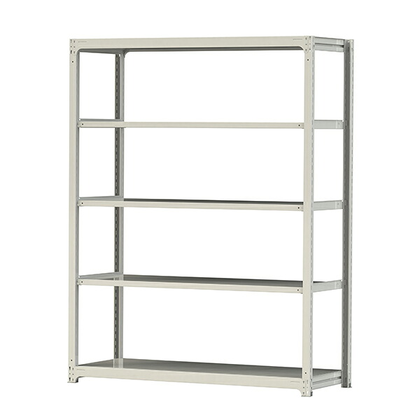 ●u.ヤマキン/山金工業【3S8670-5W】ボルトレス中量ラック(300kg/段) 5段 単体 高さ2400mm ホワイトグレー 組立式