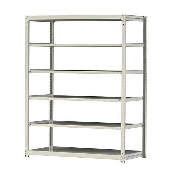 ●u.ヤマキン/山金工業【3S8691-6W】ボルトレス中量ラック(300kg/段) 6段 単体 高さ2400mm ホワイトグレー 組立式|あいあいショップさくら