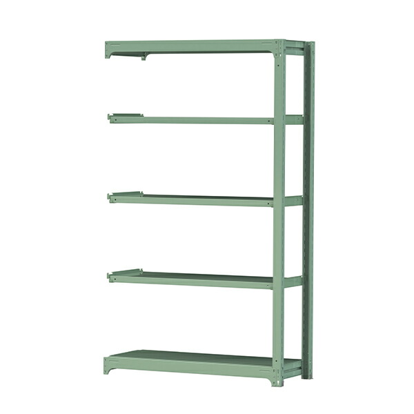 「連結型のみの購入は不可」●u.ヤマキン/山金工業【3S7448-5GR】ボルトレス中量ラック(300kg/段) 5段 連結 高さ2100mm ライトグリーン 組立式