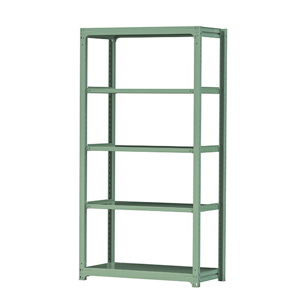 ●u.ヤマキン/山金工業【3S8462-5G】ボルトレス中量ラック(300kg/段) 5段 単体 高さ2400mm ライトグリーン 組立式