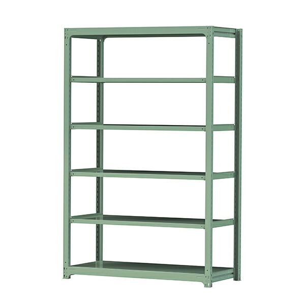 ●u.ヤマキン/山金工業【3S8570-6G】ボルトレス中量ラック(300kg/段) 6段 単体 高さ2400mm ライトグリーン 組立式