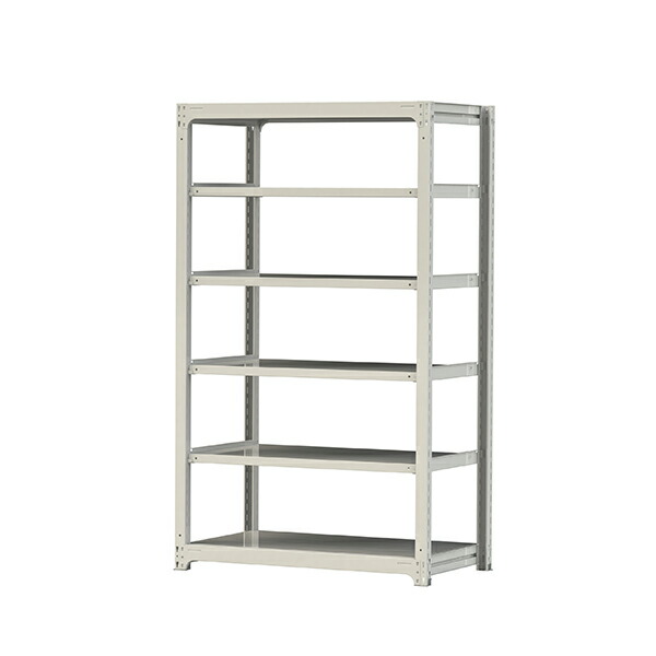 ●u.ヤマキン/山金工業【5S7470-6W】ボルトレス中量ラック(500kg/段) 6段 単体 高さ2100mm ホワイトグレー 組立式