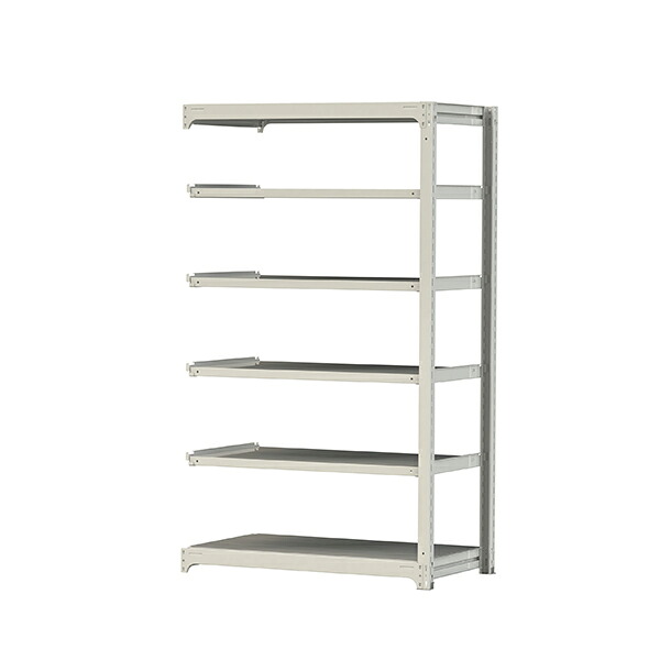 「連結型のみの購入は不可」●u.ヤマキン/山金工業【5S7470-6WR】ボルトレス中量ラック(500kg/段) 6段 連結 高さ2100mm ホワイトグレー 組立式